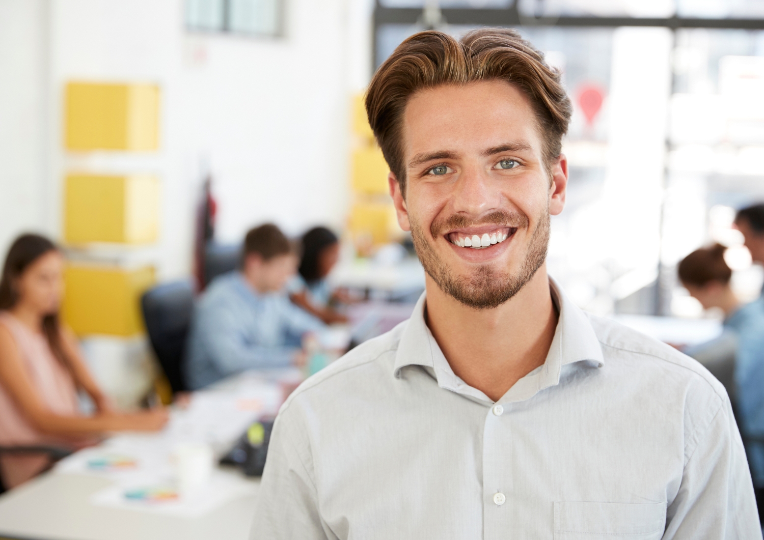 a person with a shirt smiling